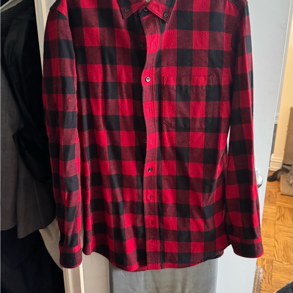L.L. Bean Red and Black Checkered Shirt